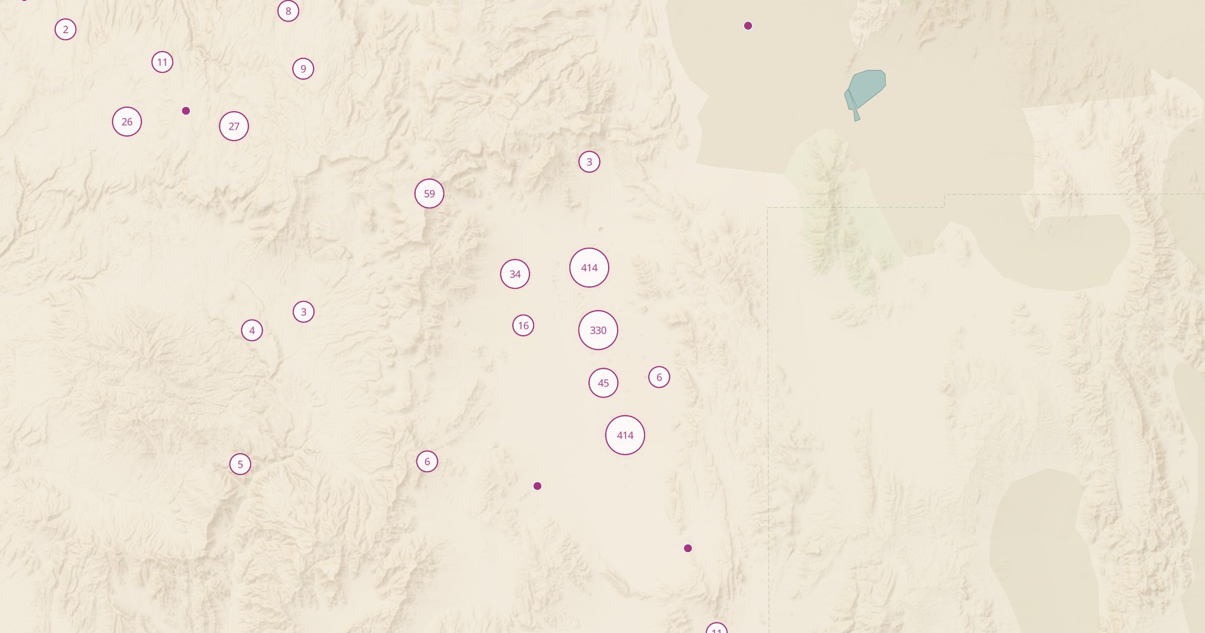 Map of the Nevada Test Site with the Nuclear Test Sites (OSM) layer turned on in Bottomless Maps